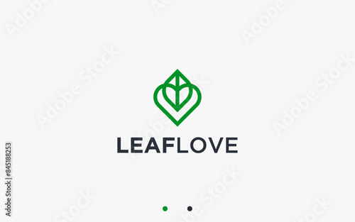 love with leaves logo design vector silhouette illustration