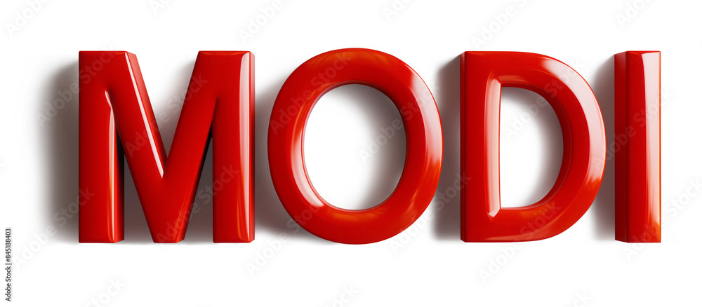3D letter MODI in fiery red on a transparent background 3D letter MODI in fiery red on a transparent background