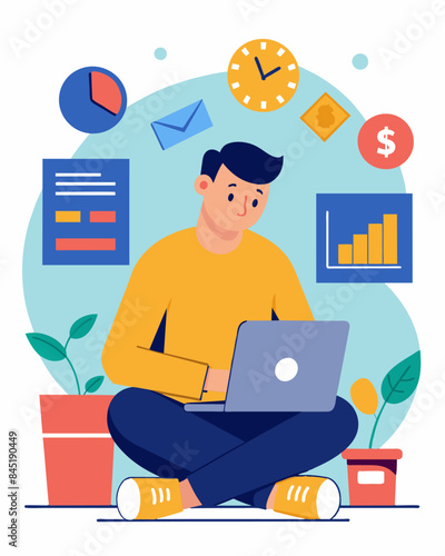An individual diligently tracking their expenses and evaluating their spending habits determined to make necessary changes in order to reach their desired level of financial. Vector illustration