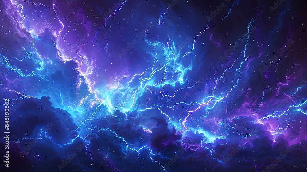 Abstract background with vibrant blue and purple lightning streaks. Abstract background with vibrant blue and purple lightning streaks.