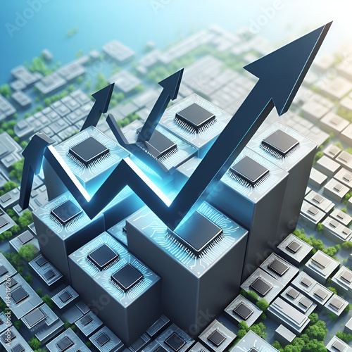 Wallpaper Mural Semiconductor stock prices rise.Generative AI Torontodigital.ca