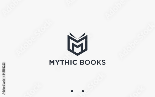 letter m with book logo design vector silhouette illustration