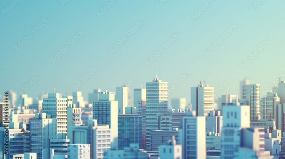 Simplistic Urban Landscape with Skyscrapers and Clear Blue Sky on a Sunny Midday, Highlighting Modern City Growth and Architectural Innovation Simplistic Urban Landscape with Skyscrapers and Clear Blue Sky on a Sunny Midday, Highlighting Modern City Growth and Architectural Innovation