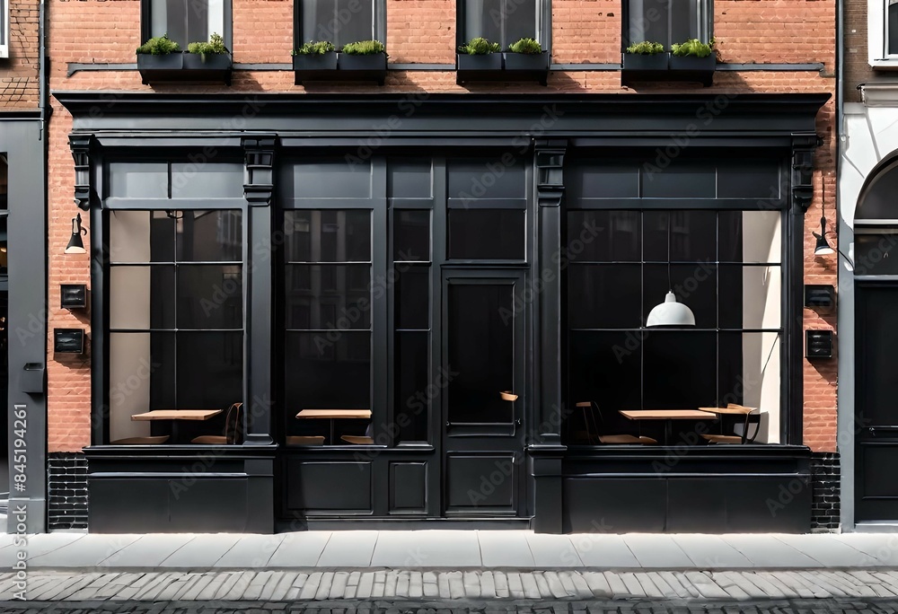 Naklejka premium retro black storefront coffeeshop facade