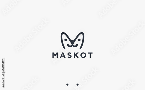 letter m with dog logo design vector silhouette illustration