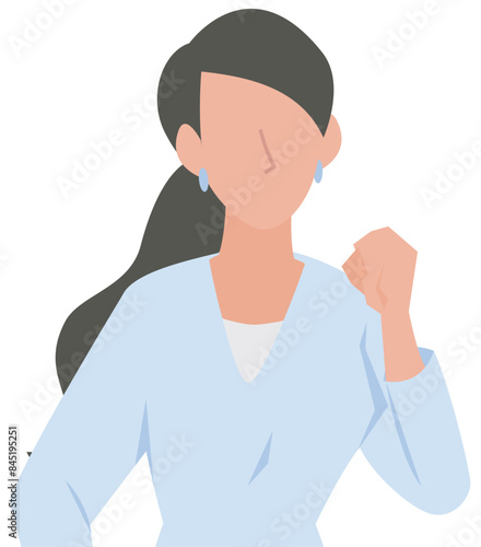 喜んでガッツポーズをする女性のビジネスパーソン