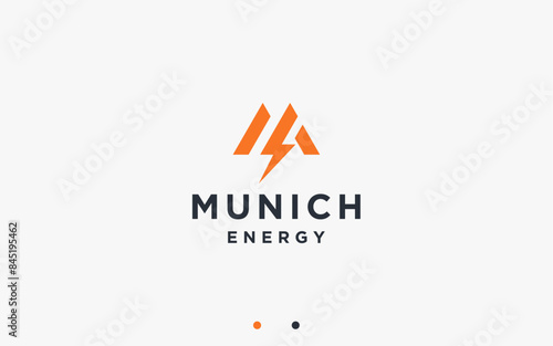 letter m with electric logo design vector silhouette illustration
