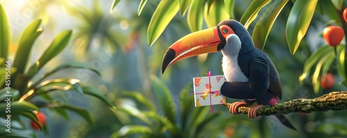 Colorful Toucan Holding Bir...