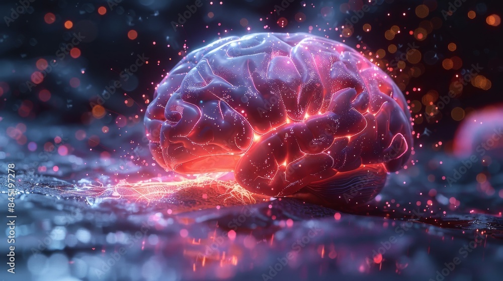 Neon Brain Connections: Futuristic Digital Neural Pathways on Dark Background Neon Brain Connections: Futuristic Digital Neural Pathways on Dark Background
