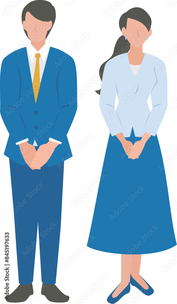 丁寧に挨拶をする男性と女性のビジネスパーソン 丁寧に挨拶をする男性と女性のビジネスパーソン
