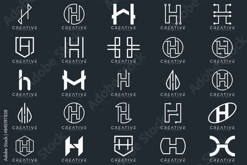 Mega logo collection, Abstract letter H logo design. icons for business	 photo