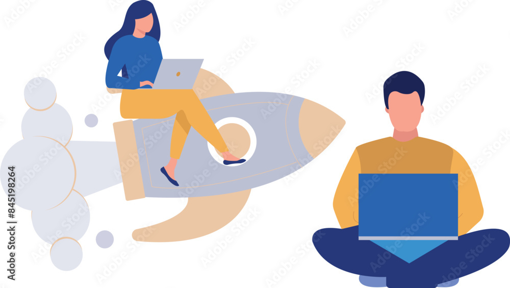 The boy and the girl are working.