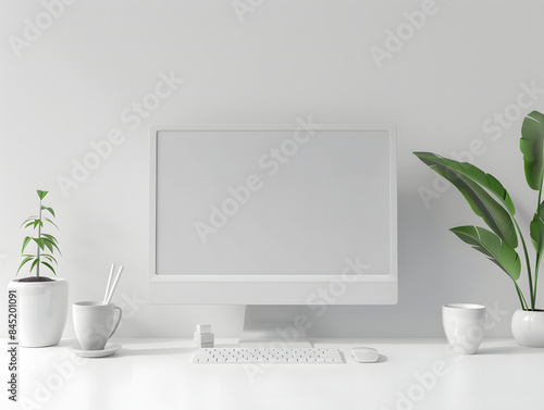 3D blank computer screen mockup 