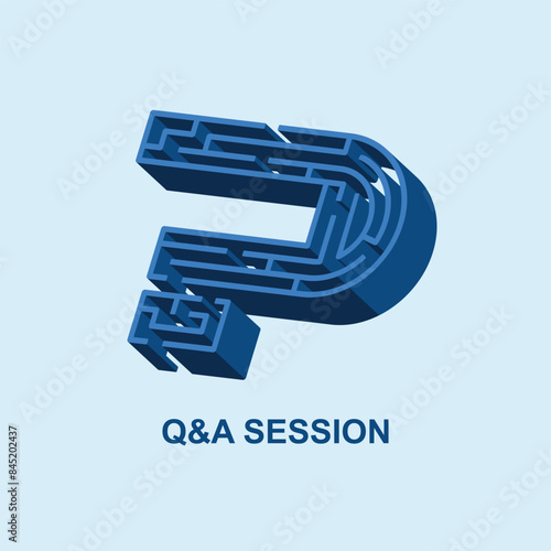 The 3D maze question mark symbol. 