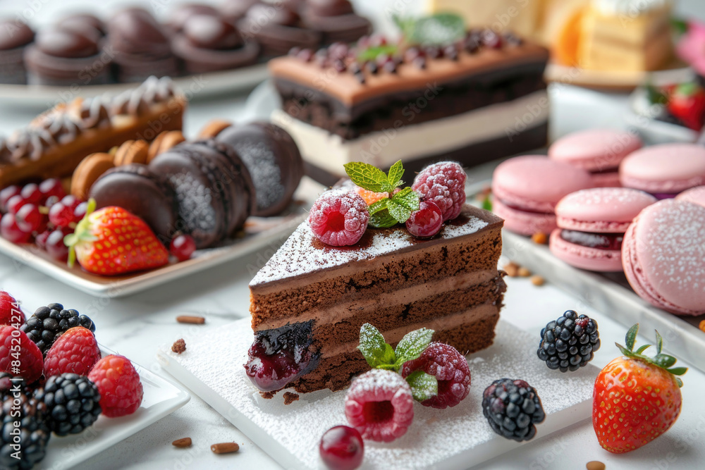 An array of decadent desserts beautifully presented