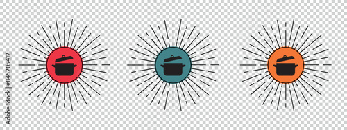 Cooking Pot Button Set - Vector Illustrations Isolated On Transparent Background