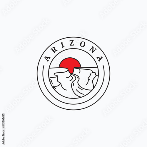 Minimalist line art grand canyon arizona logo vector illustration design. Simple arizona vacation logo concept.