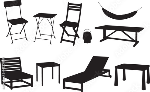 collection of outdoor patio furniture vector silhouettes