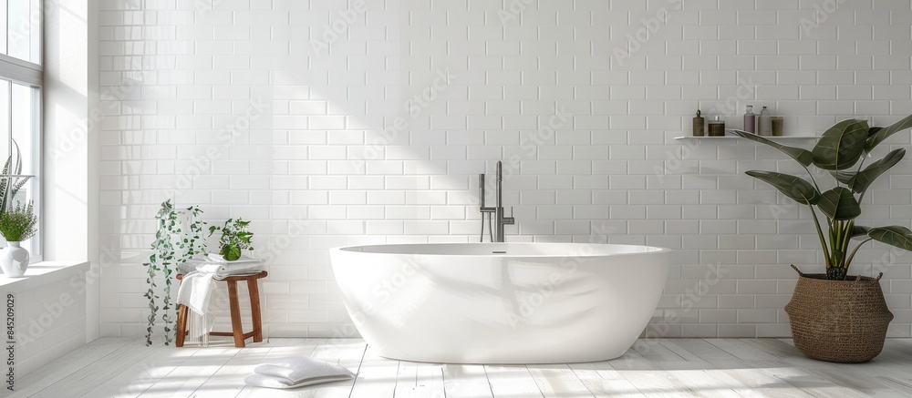 White tile wall with a checkered pattern adds texture to bathrooms and kitchens. Ceramic brick wall and floor tiles create a clean mosaic design. Geometric patterns White tile wall with a checkered pattern adds texture to bathrooms and kitchens. Ceramic brick wall and floor tiles create a clean mosaic design. Geometric patterns