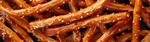 Crispy Golden Pretzel Sticks Close-up on Black Background