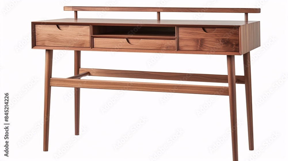 Modern wooden desk with three drawers and a sleek design, perfect for a contemporary workspace or home office. Modern wooden desk with three drawers and a sleek design, perfect for a contemporary workspace or home office.
