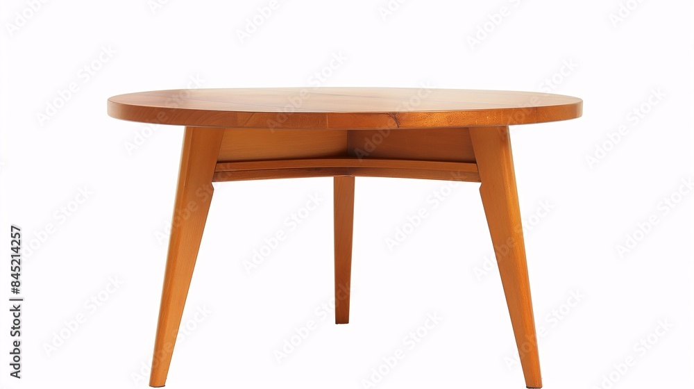 Modern round wooden table with minimalist design, suitable for contemporary interiors. Stylish furniture piece made of quality wood. Modern round wooden table with minimalist design, suitable for contemporary interiors. Stylish furniture piece made of quality wood.