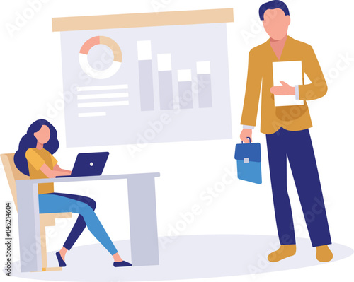 The girl is using laptop for business.