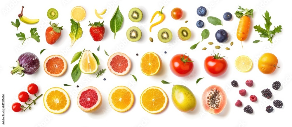 Fruits and vegetables isolated against a white backdrop. Fruits and vegetables isolated against a white backdrop.