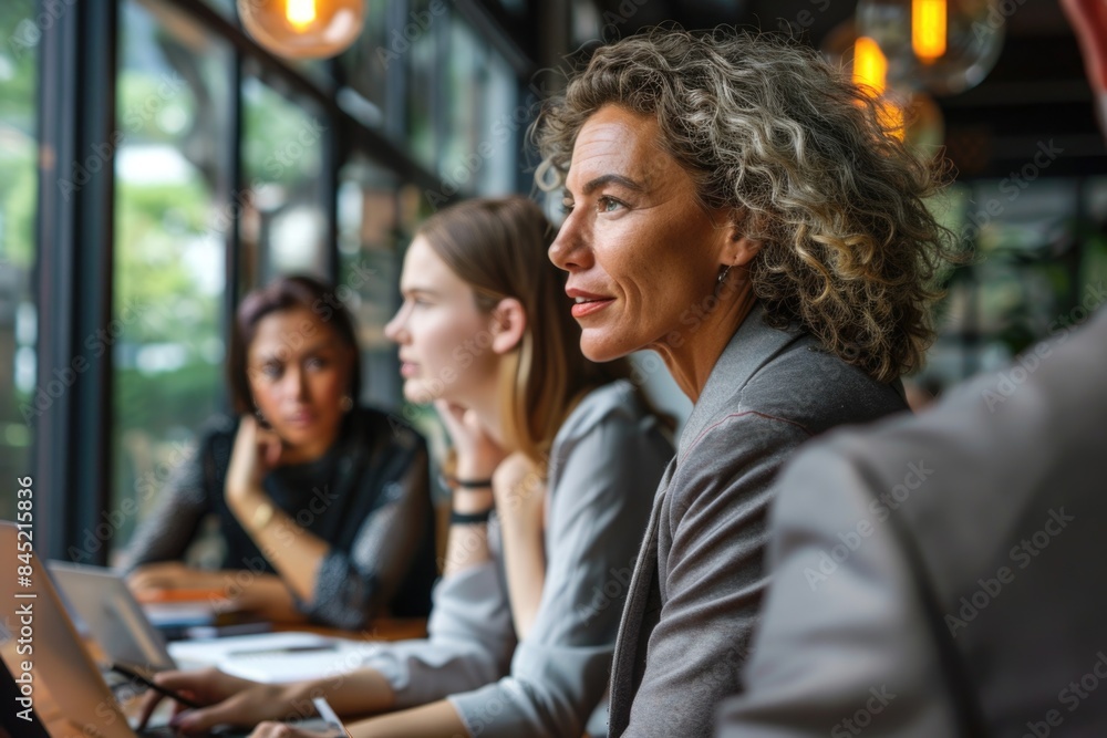 business team talking at meeting table in office conference room, ai generated business team talking at meeting table in office conference room, ai generated
