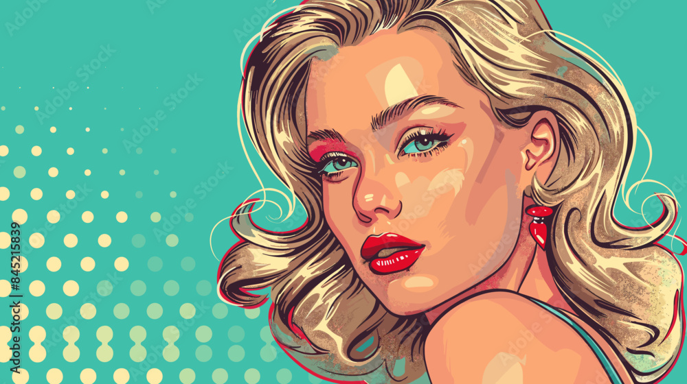Pin Up Pop Art Portrait Attractive Blonde Woman Vector Illustration Pin Up Pop Art Portrait Attractive Blonde Woman Vector Illustration