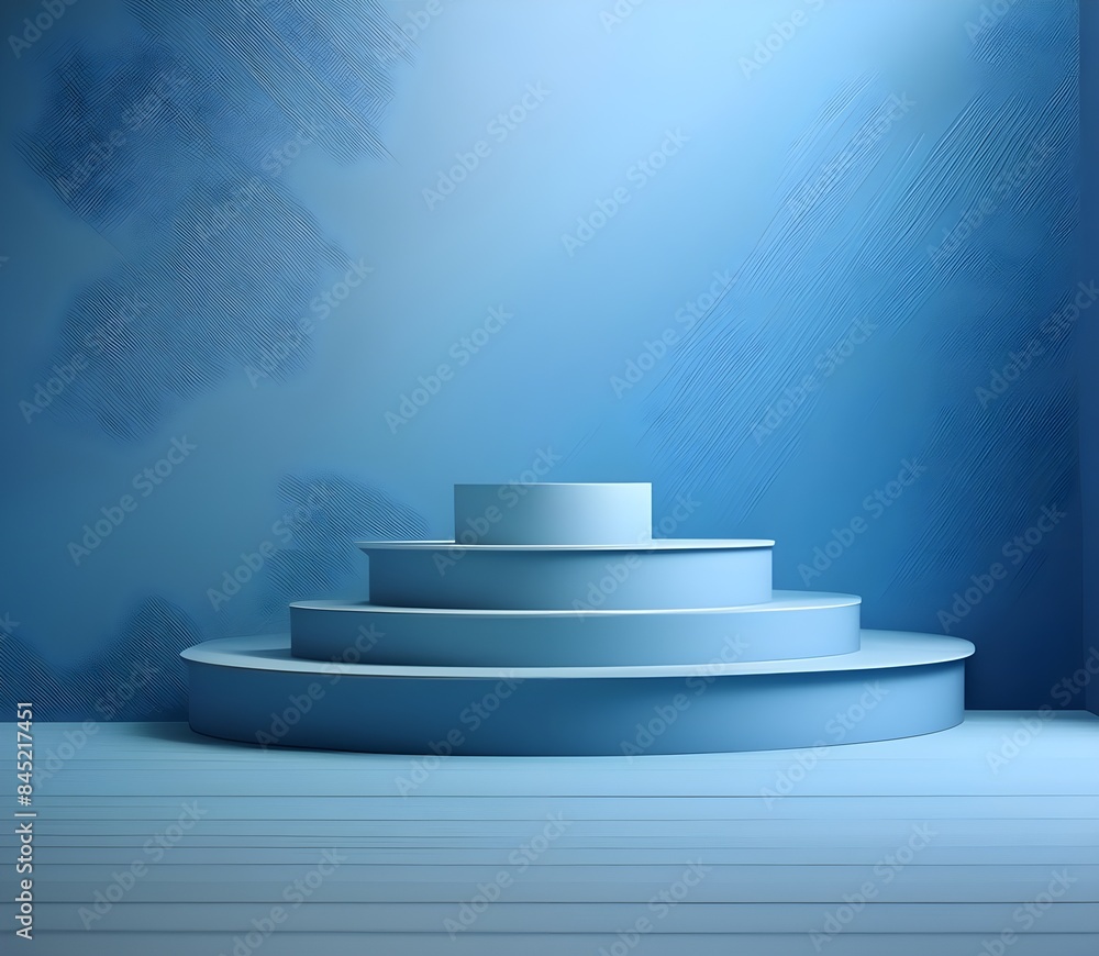 Obraz premium 3d background product display podium scene. Blue 3d podium. 3d rendering, Perfect platform for showing your products.