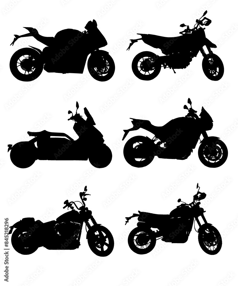 Obraz premium Motorcycles black isolated white