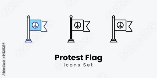Protest Flag icons vector set stock illustration.