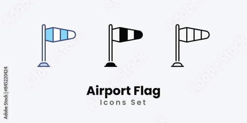 Airport Flag icons vector set stock illustration.