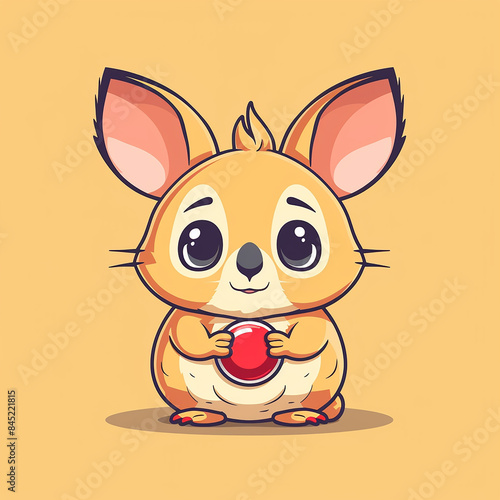 cute_Bilby_hiding_with_ring_cartoon_vector_icon © slonlinebro