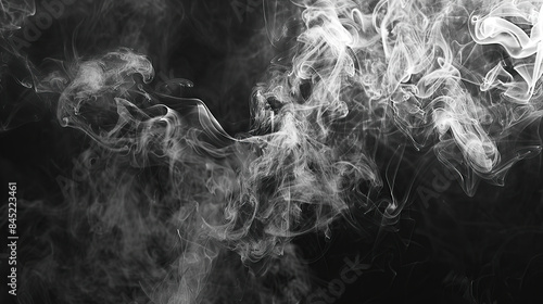 Abstract smoke formation on a dark background in black and white