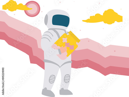 The astronaut is holding a jar.