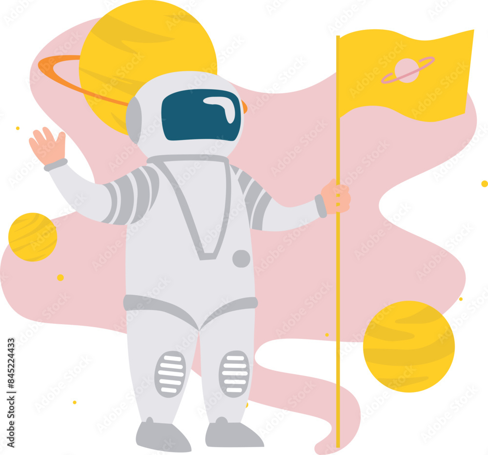 The astronaut is waving in space. The astronaut is waving in space.