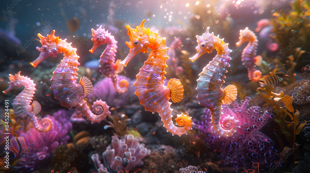 seahorses on beautiful coral reefs seahorses on beautiful coral reefs