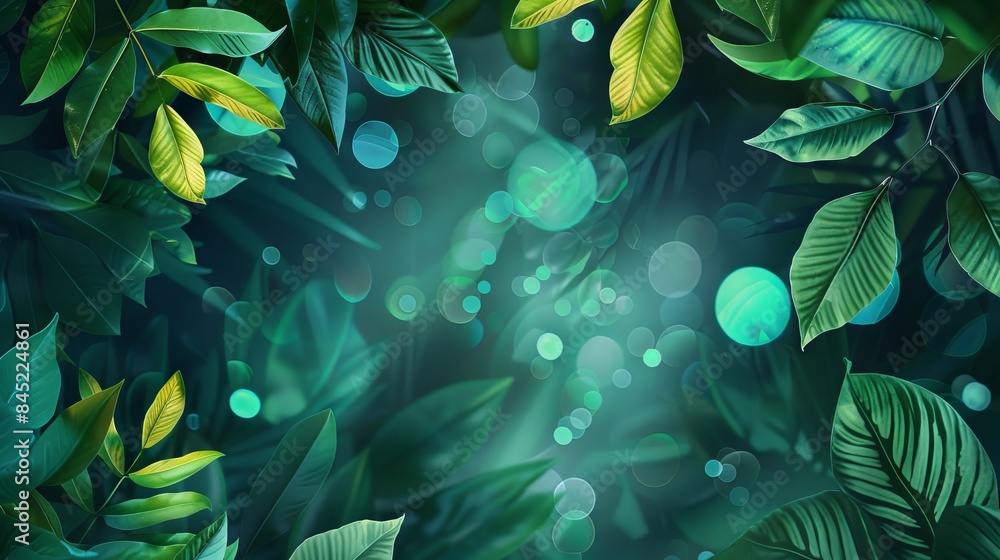 Fototapeta premium Abstract green bokeh defocus glitter blur background with soft light effects for vibrant and elegant design projects