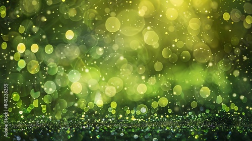 Abstract green background with soft bokeh light effects, perfect for fresh and serene design projects, featuring natural and tranquil atmosphere ideal for nature-themed visuals and eco-friendly concep