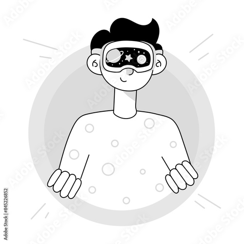 Modern hand drawn mini illustration of vr glasses  

