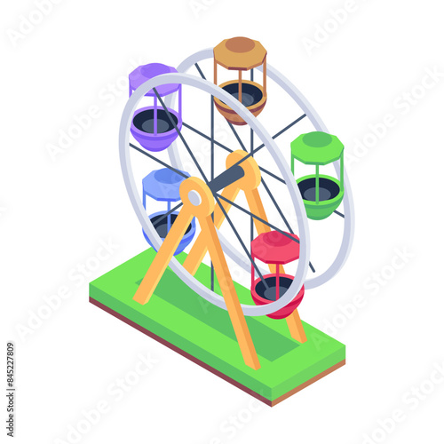 Handy isometric icon of a ferris wheel 


