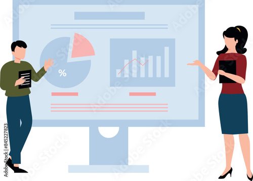 A girl and a boy are working on graphics.