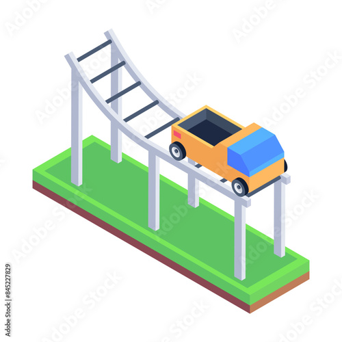 Scalable isometric icon of a rollercoaster 

