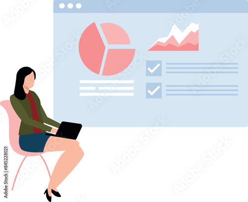 A girl working on laptop.