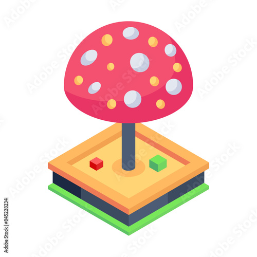 Here’s an isometric icon of playground sandbox 

