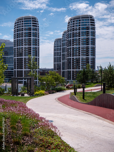 View from the roof of the Nivy Bus Station towards the SKY PARK building, which is a multifunctional project of residential and office spaces in Bratislava. photo