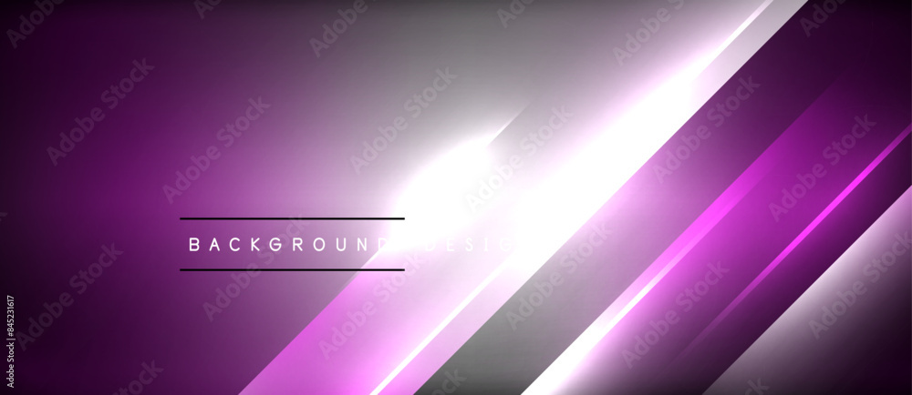Fototapeta premium Neon dynamic diagonal light rays background. Techno digital geometric concept design for wallpaper, banner, presentation, background