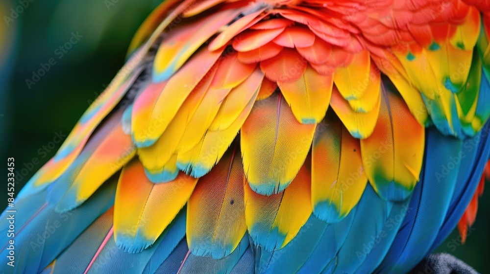 Obraz premium Close up view of vibrant Macaw parrot feather design